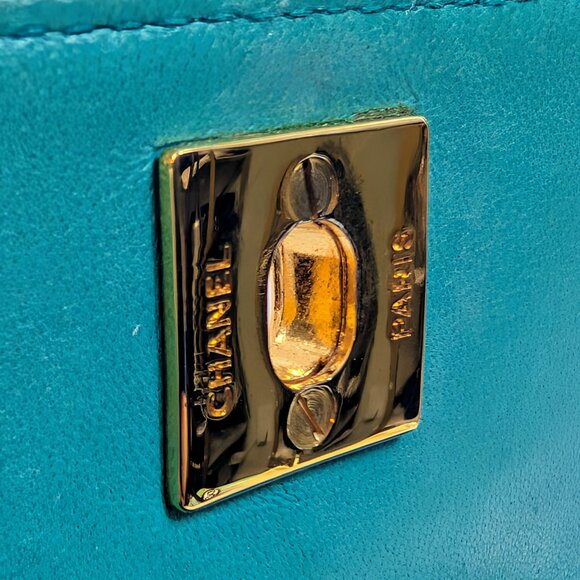 Chanel Vintage Teal Mini Rectangular Flap Bag - Picture 9 of 16
